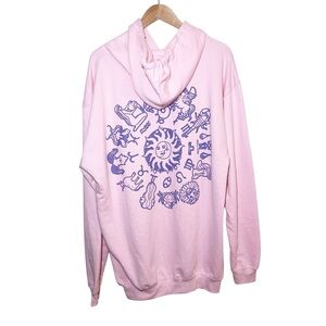 Pink Hoodie with Purple Graphic